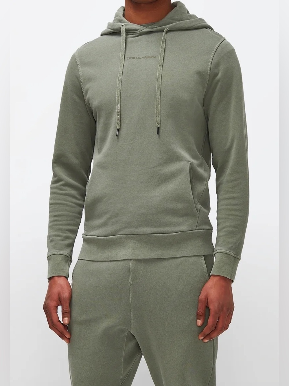 7 For All Mankind Mineral Dye Pullover Hoodie Sweater washed green/sage Mens S